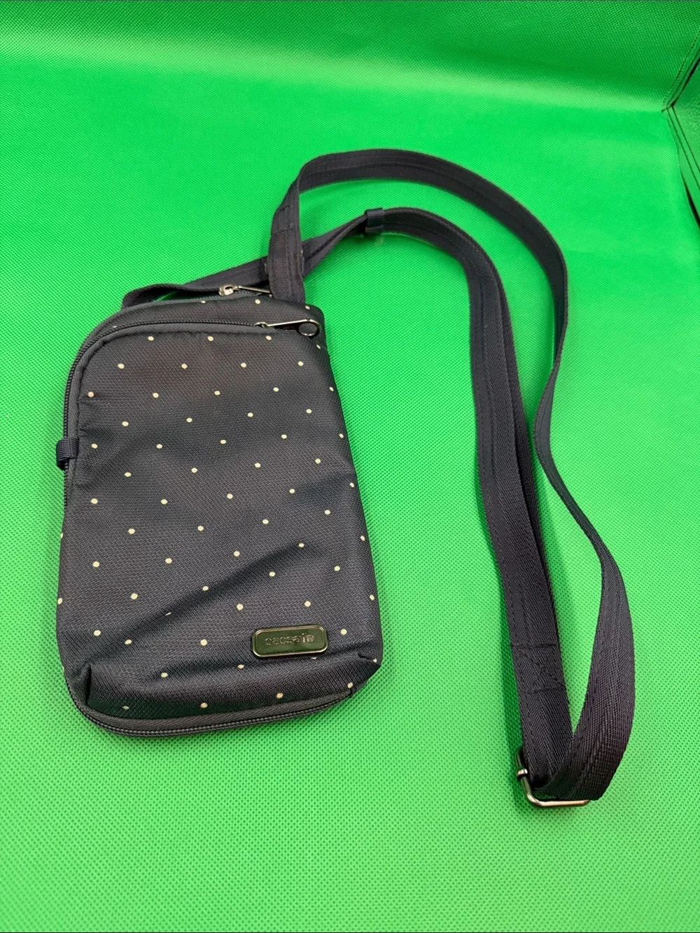 Crossbody Sling Bag - Navy with Gold Dots